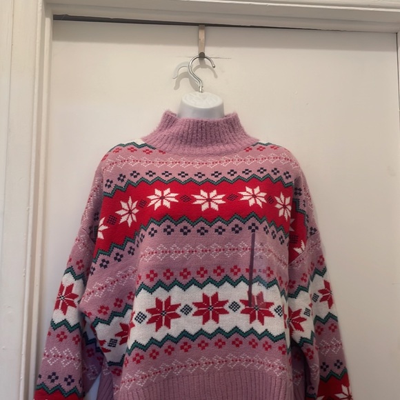 99 degrees pink fair isle striped snowflake sweater size Xl Christmas - Picture 2 of 9